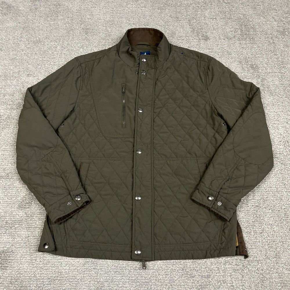 Johnnie-O Juno Snap Jacket Mens Large Quilted Golf Green Lightweight Coat Pocket